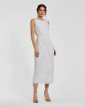 Women's White Midi Dress Floral Sleeveless