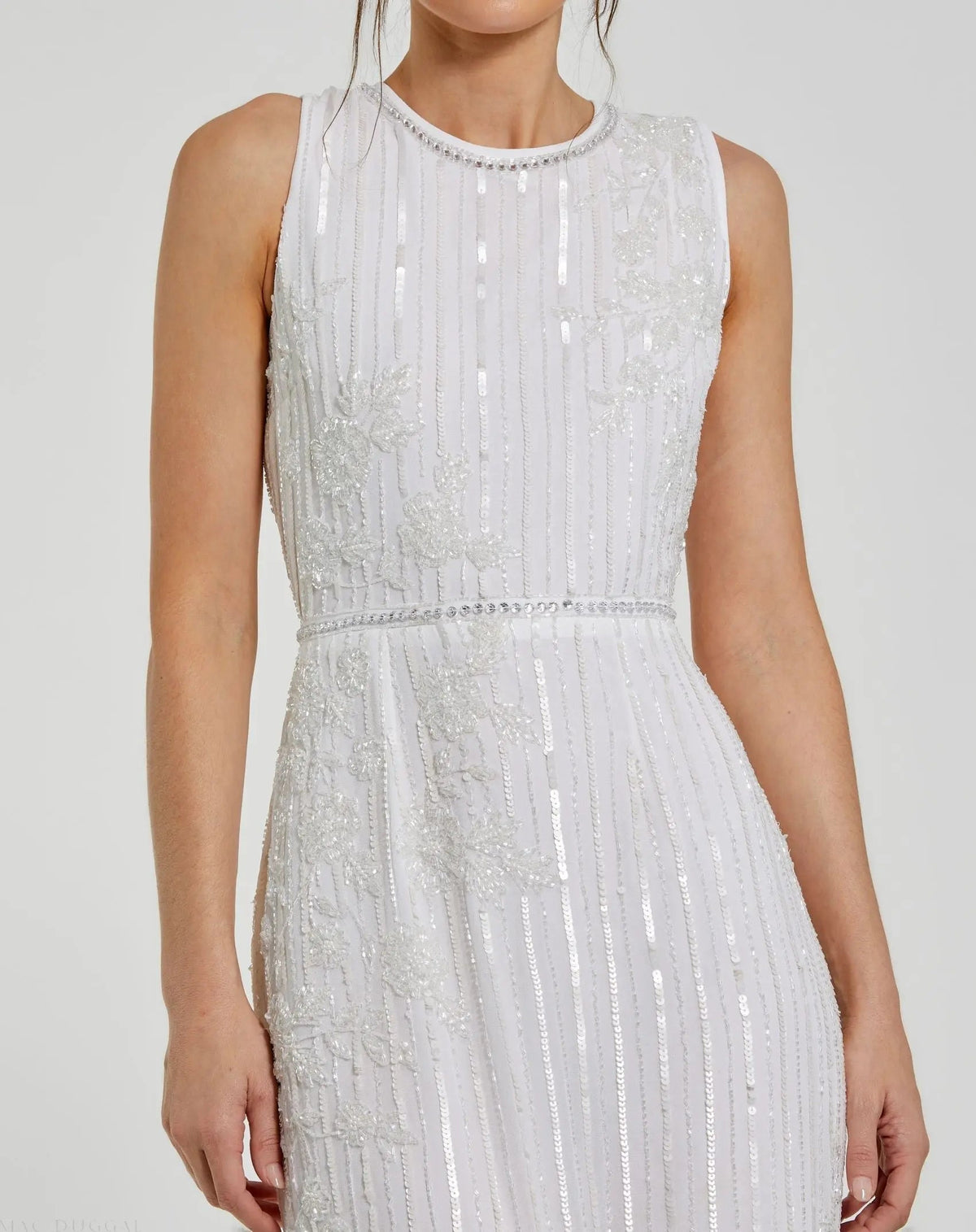 Women's White Midi Dress Floral Sleeveless