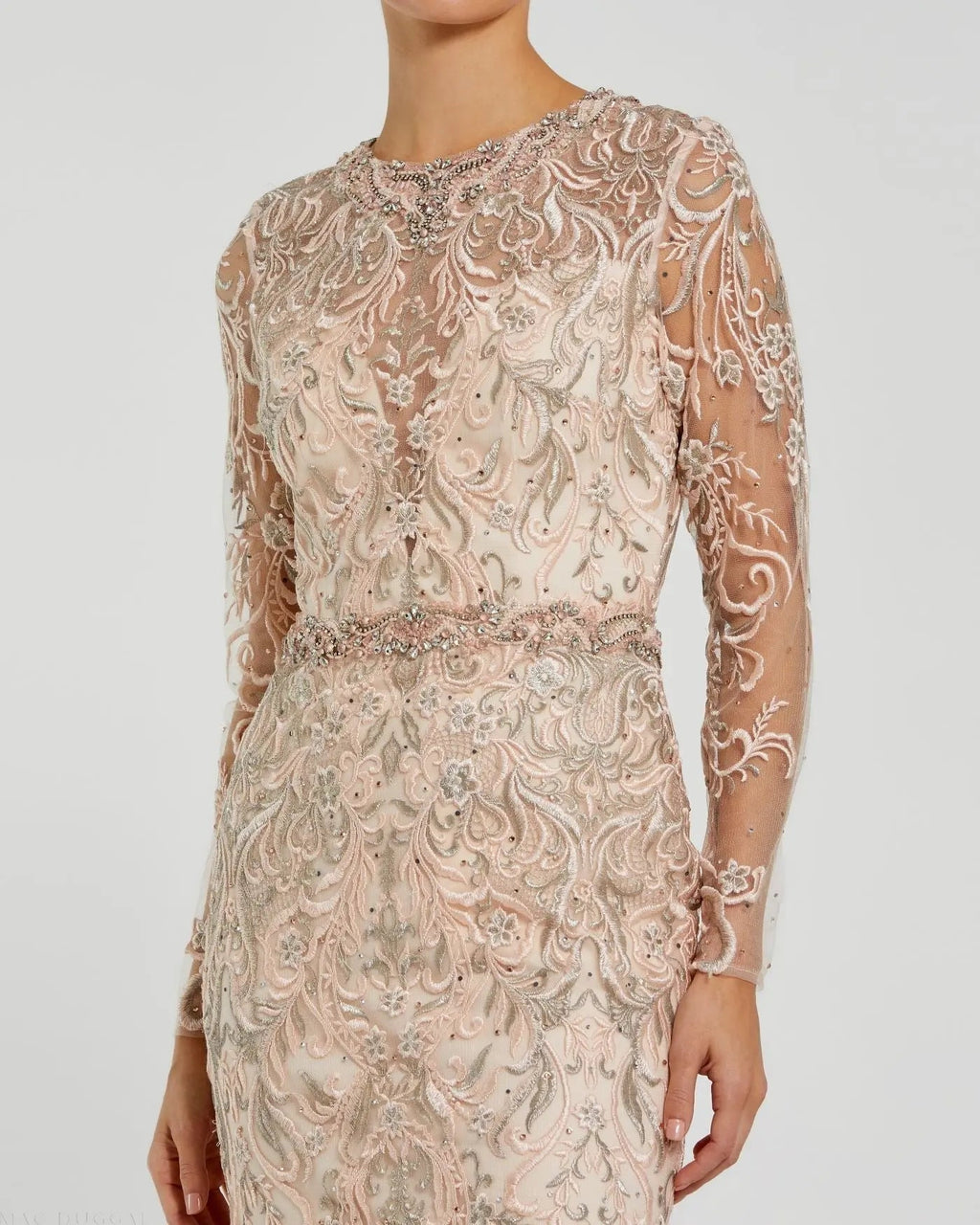Women's Pink Dress - Red Lace Sequin