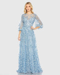 Women's Blue Dress - Blue Floral Mesh