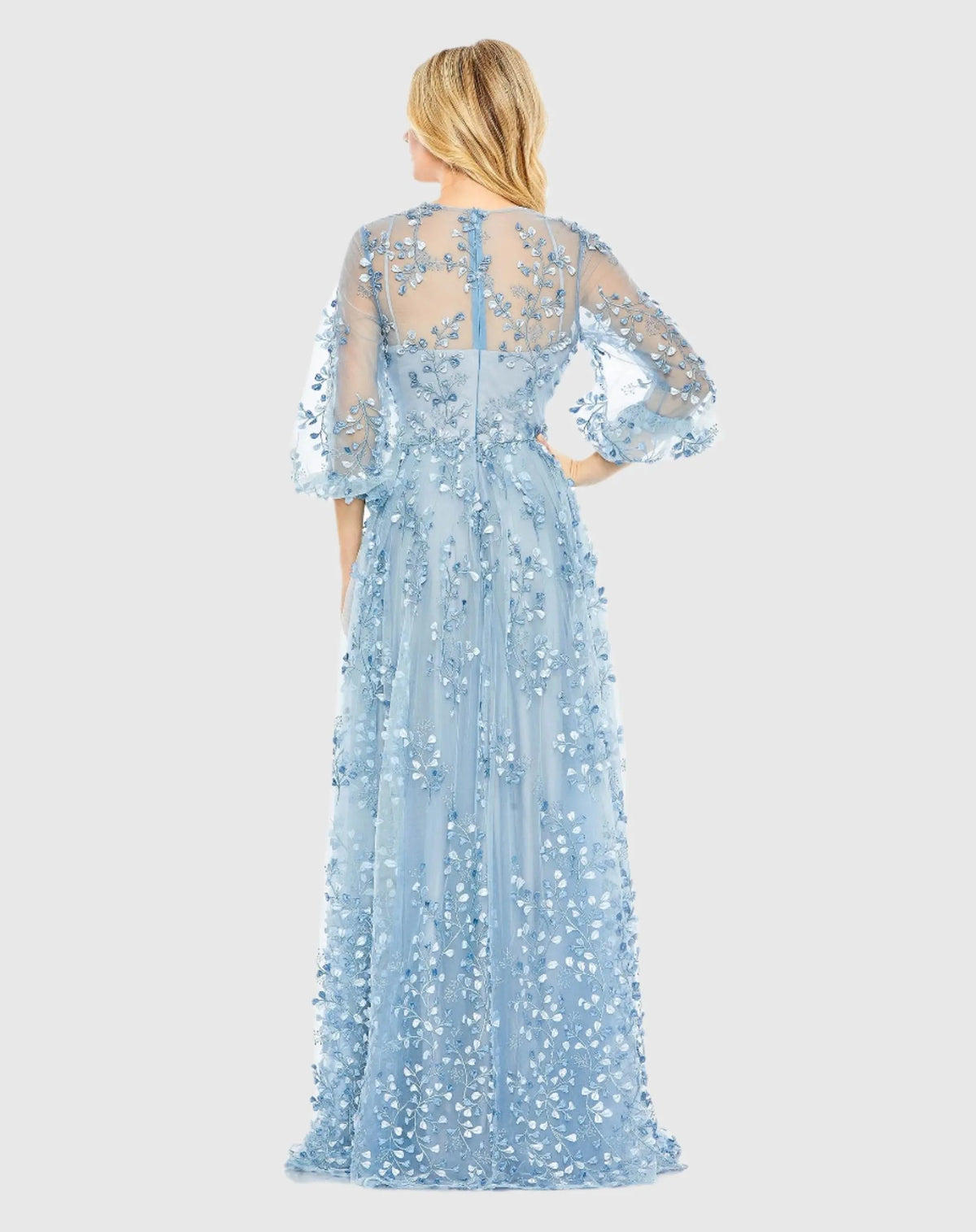 Women's Blue Dress - Blue Floral Mesh