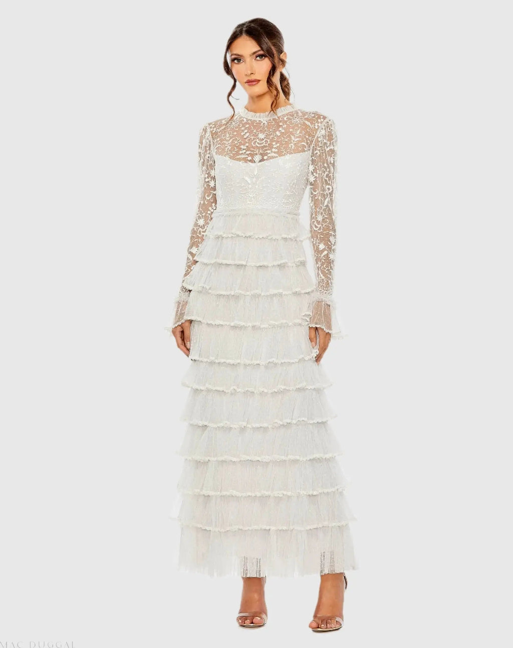 Women's White Dress - White Lace Sequin