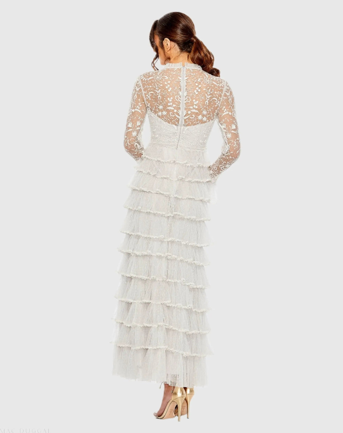 Women's White Dress - White Lace Sequin