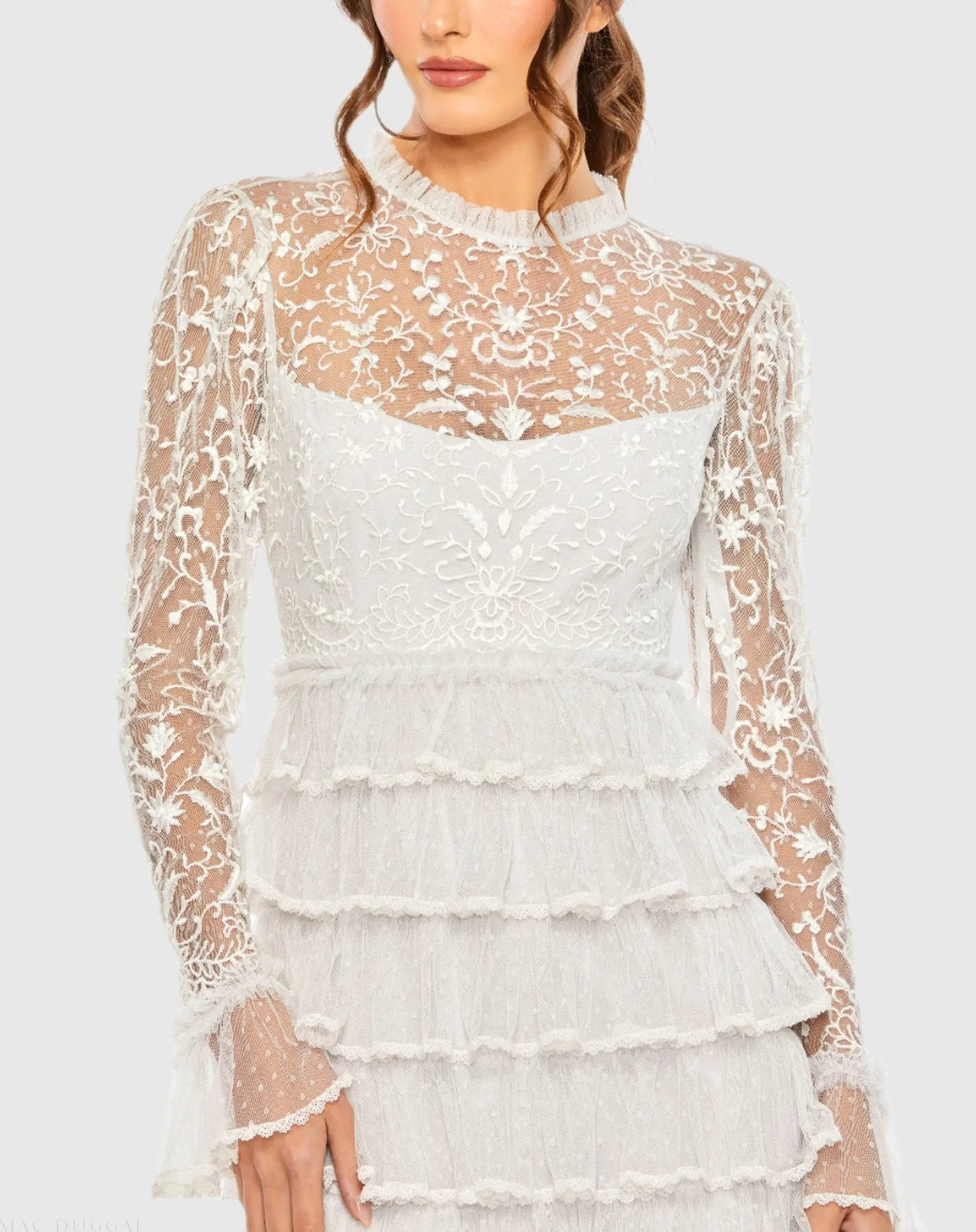 Women's White Dress - White Lace Sequin