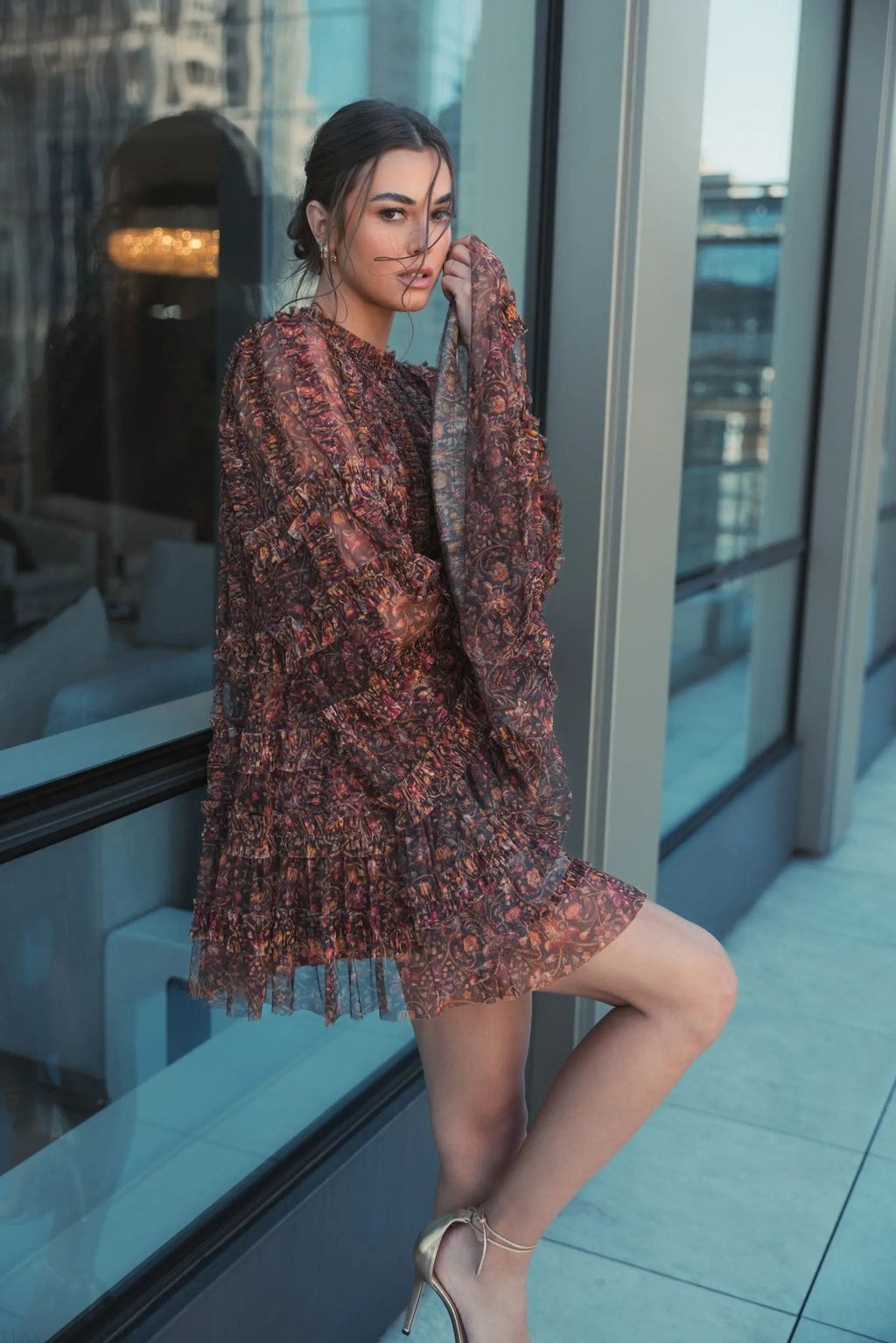 Women's Brown Dress Floral