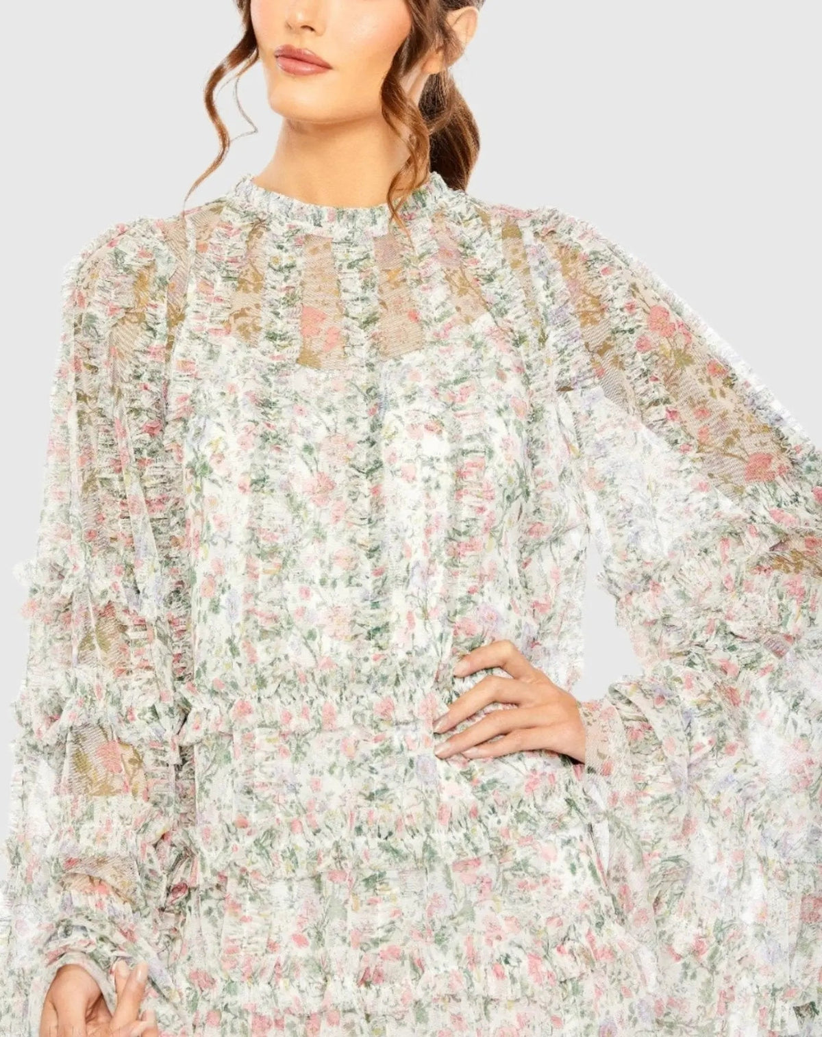 Women's Dress Floral - Ruffle Mesh