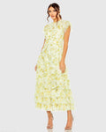 Women's Yellow Dress Floral - Yellow Ruffle Mesh