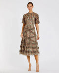 Women's Midi Dress Floral - Ruffle Mesh