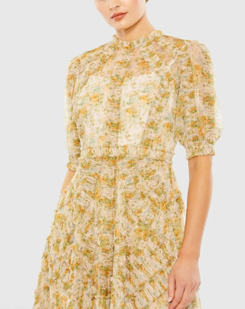 Women's Beige Dress Floral - Yellow Multi