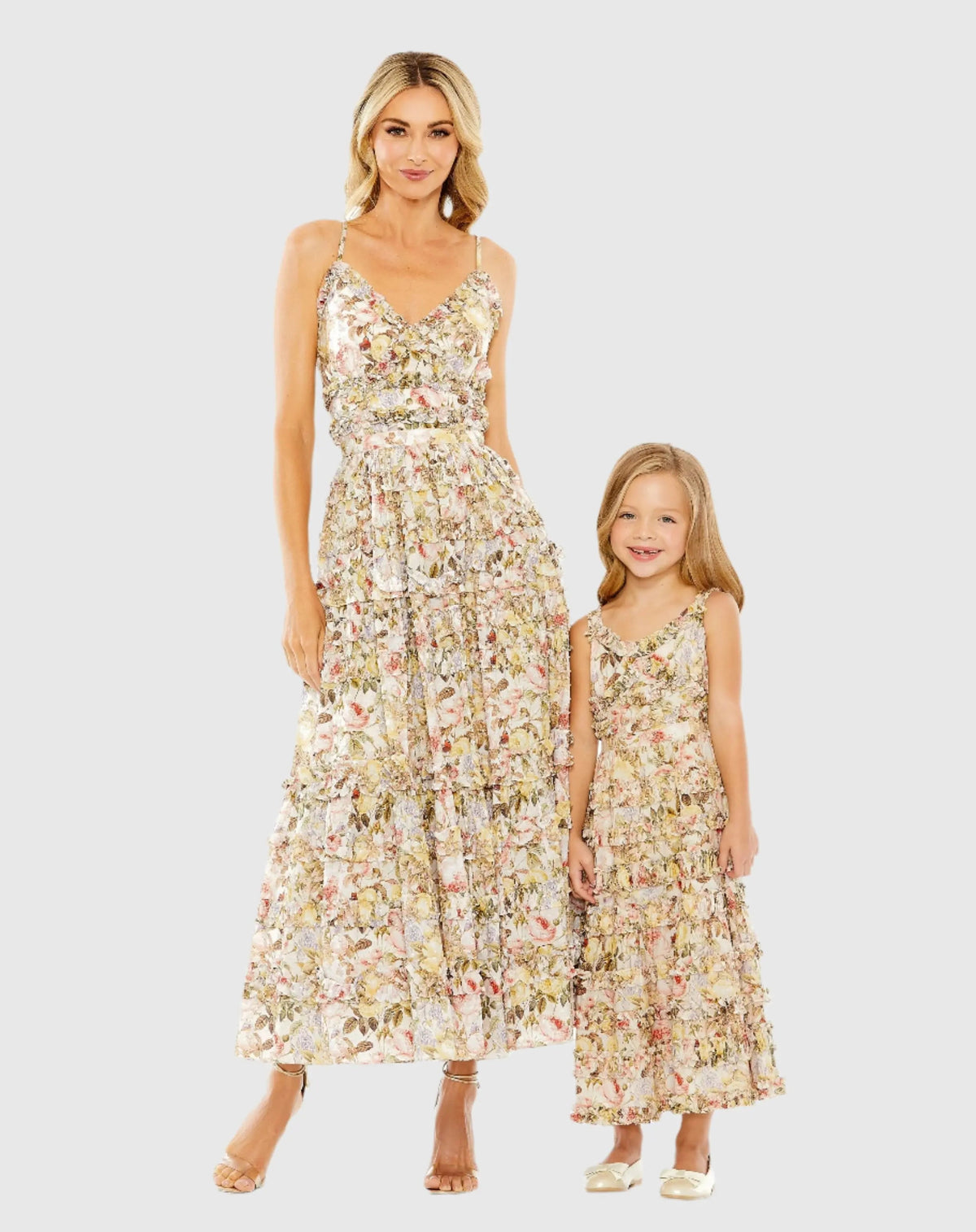 Women's Beige Midi Dress Floral - Beige Ruffle