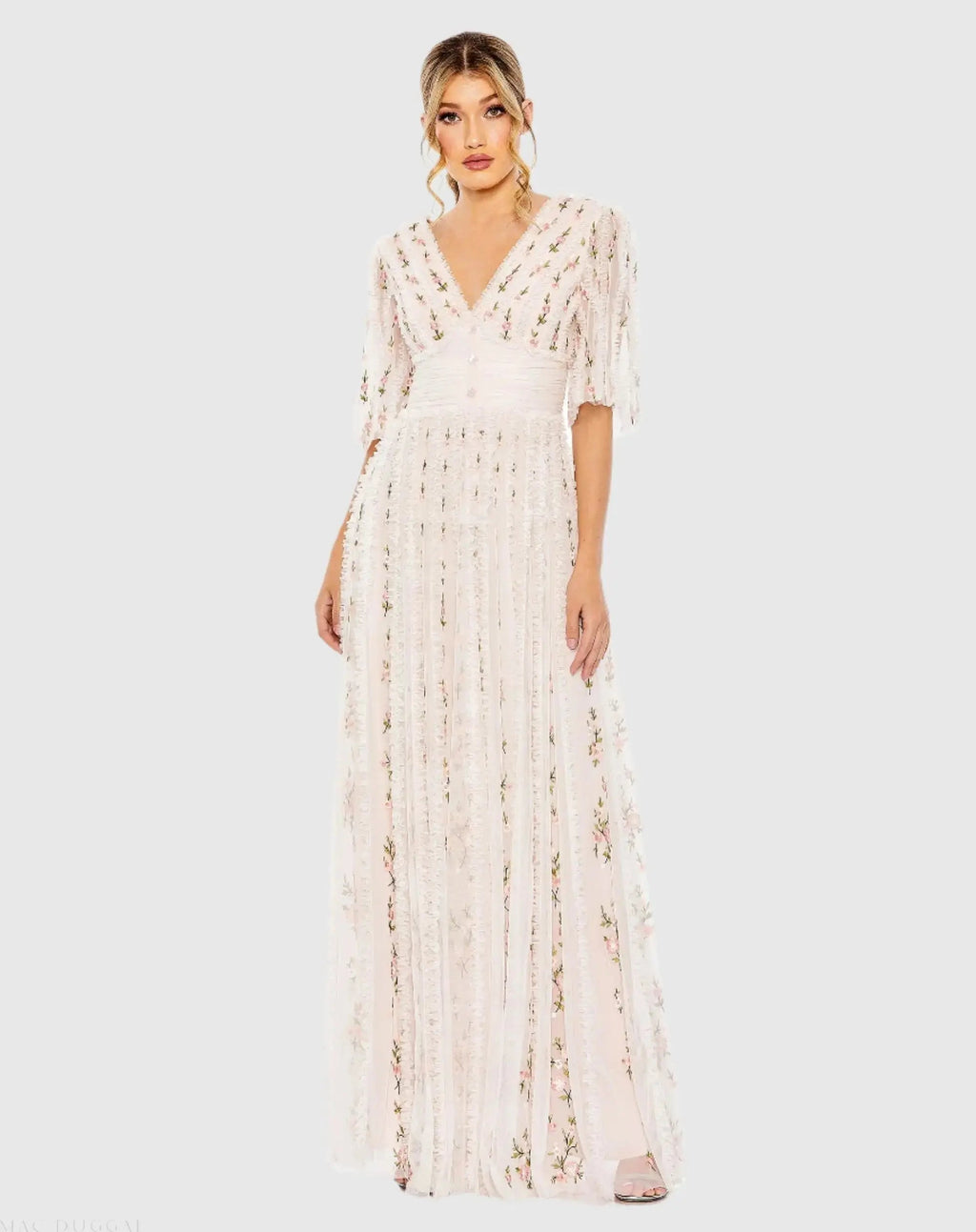 Women's Pink Dress Floral - Pink Ruffle Mesh