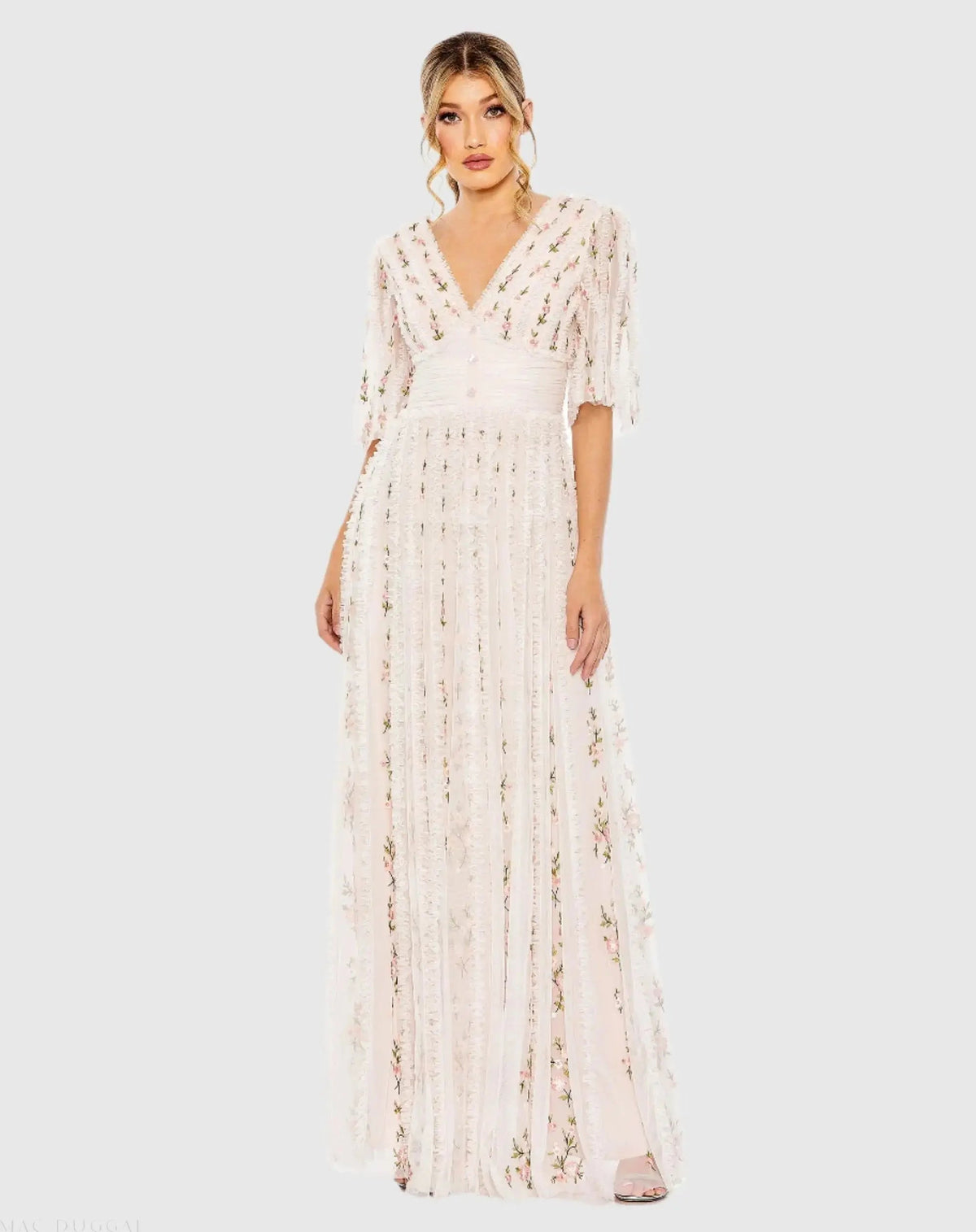 Women's Pink Dress Floral - Pink Ruffle Mesh