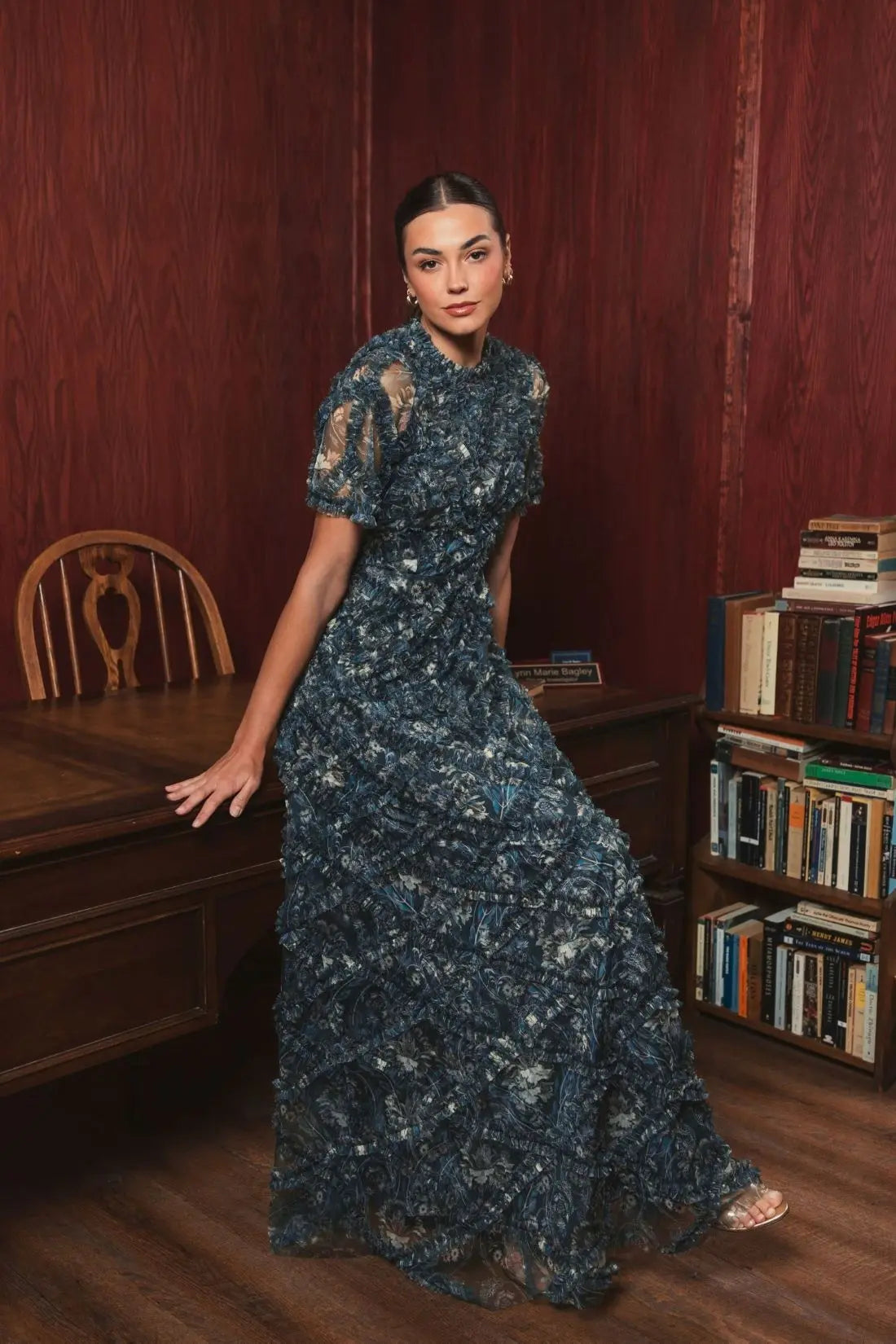 Women's Blue Maxi Dress Floral
