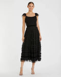 Women's Midi Dress - Ruffle Velvet