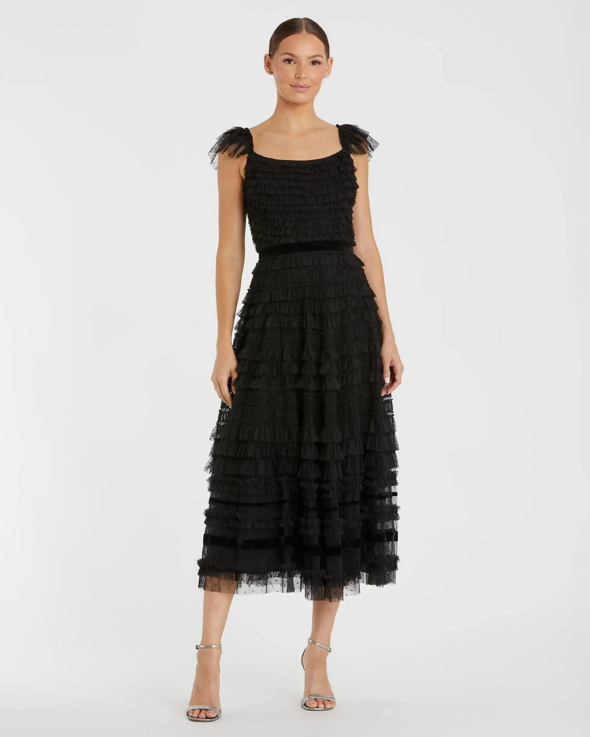 Women's Midi Dress - Ruffle Velvet