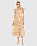 Women's Beige Dress - Beige Floral Ruffle