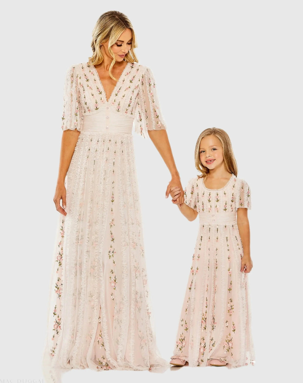 Women's Pink Dress Floral - Pink Ruffle Mesh