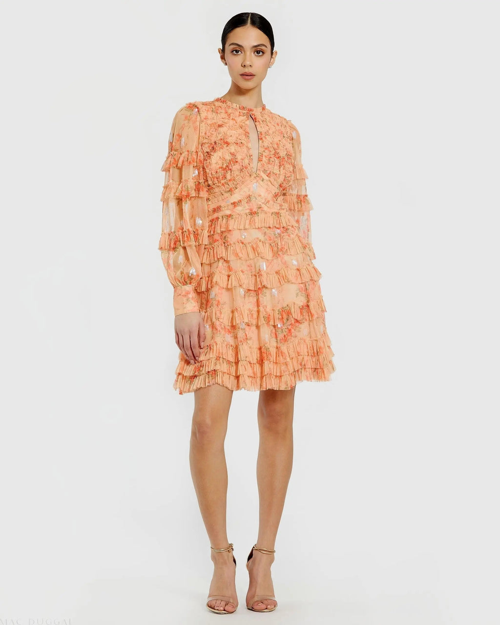 Women's Orange Dress - Orange Ruffle Mesh