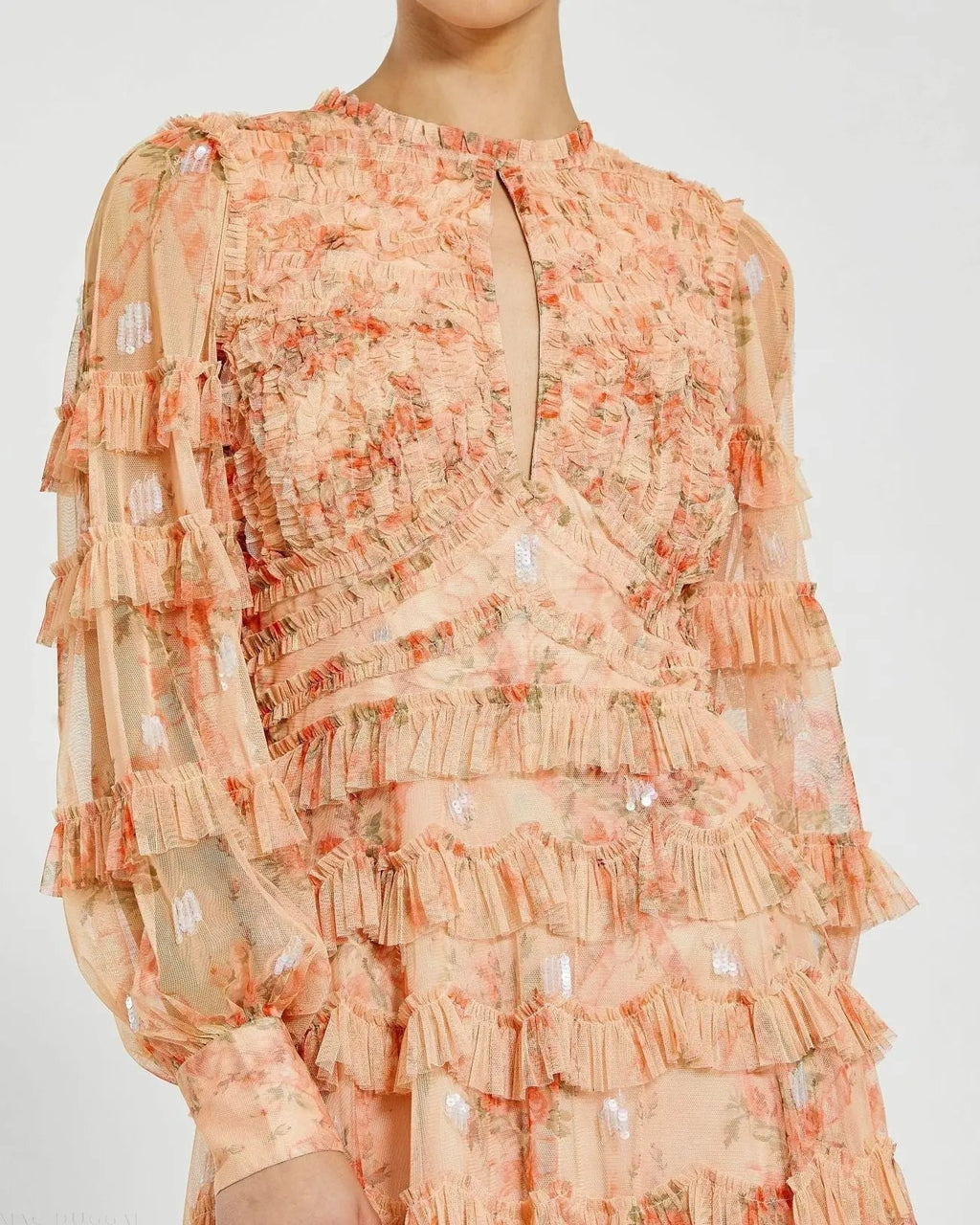 Women's Orange Dress - Orange Ruffle Mesh