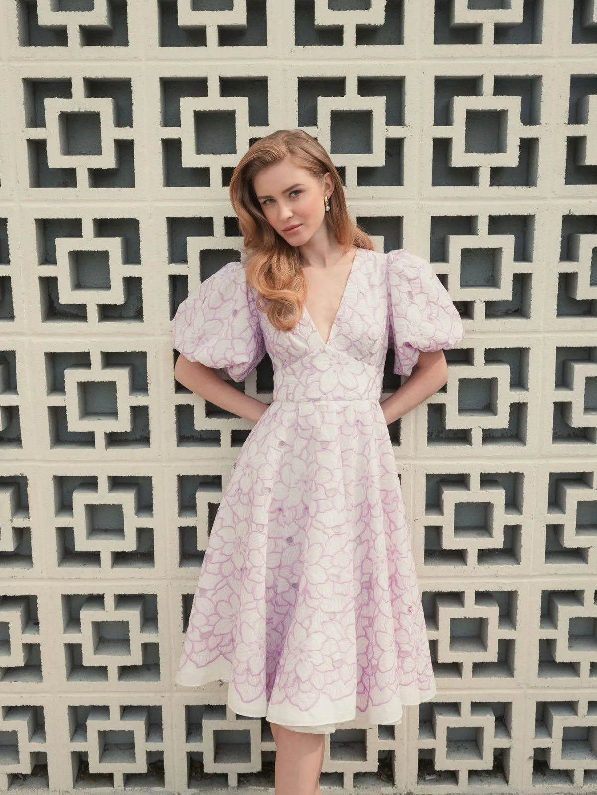 Women's Midi Dress Floral - White