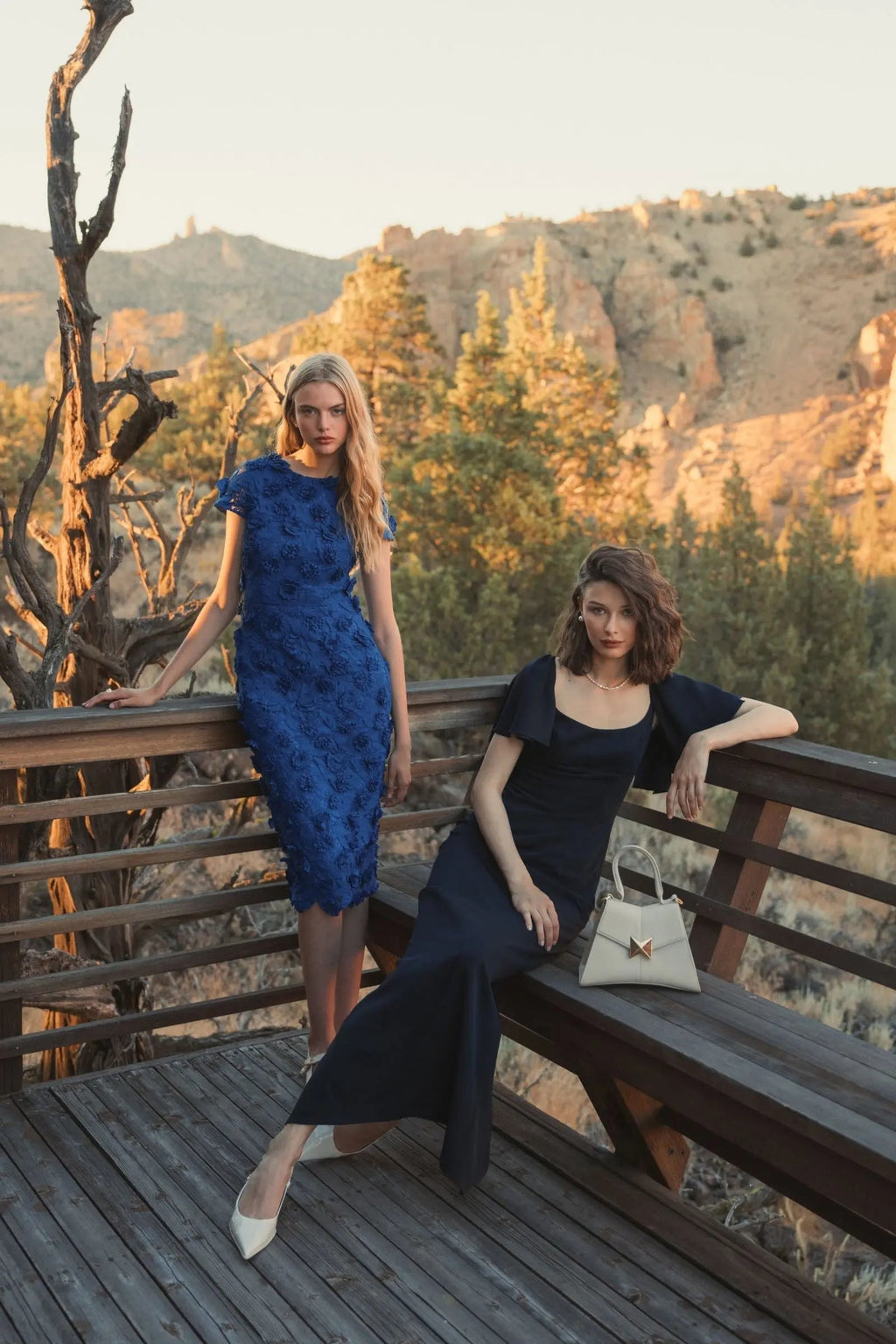 Women's Navy Dress - Black Ruffle