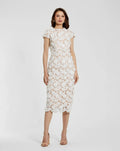 Women's White Midi Dress Lace Floral