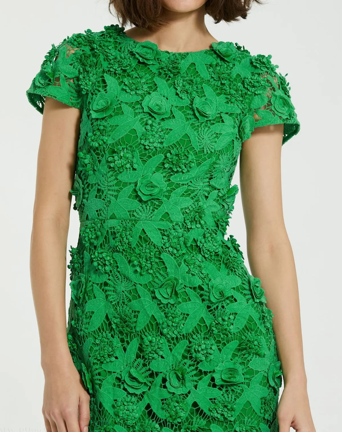 Women's Green Midi Dress Lace Floral