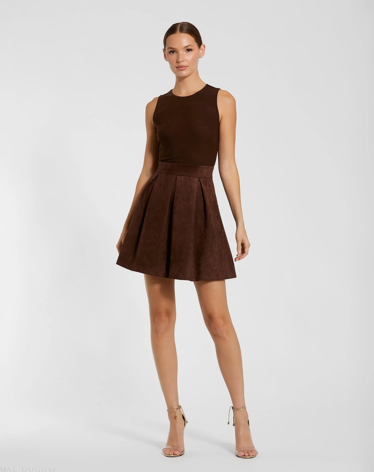 Women's Brown Mini Dress Sleeveless