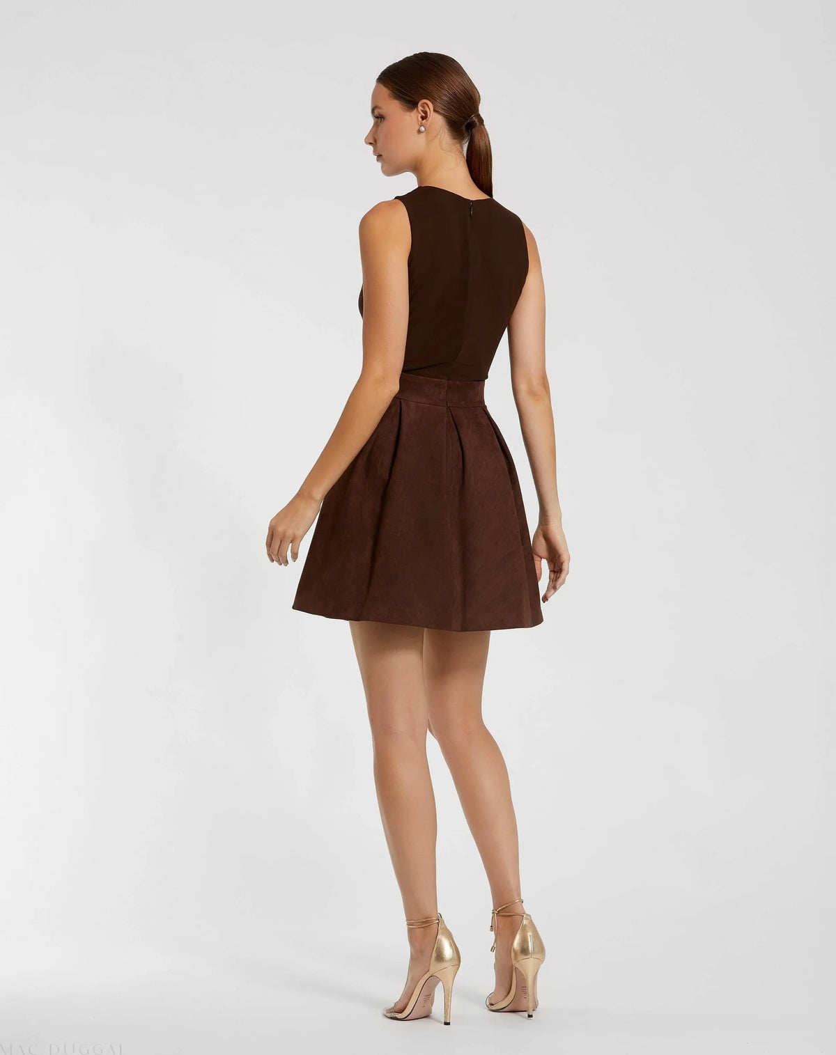 Women's Brown Mini Dress Sleeveless
