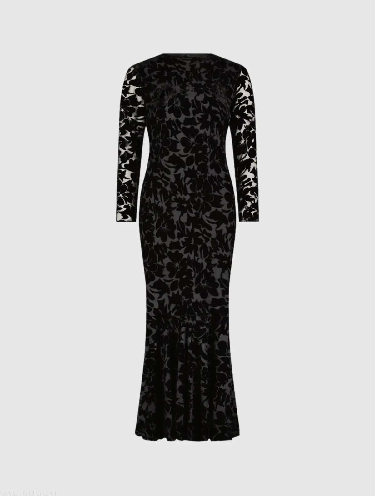 Women's Black Midi Dress Velvet - Black Ruffle