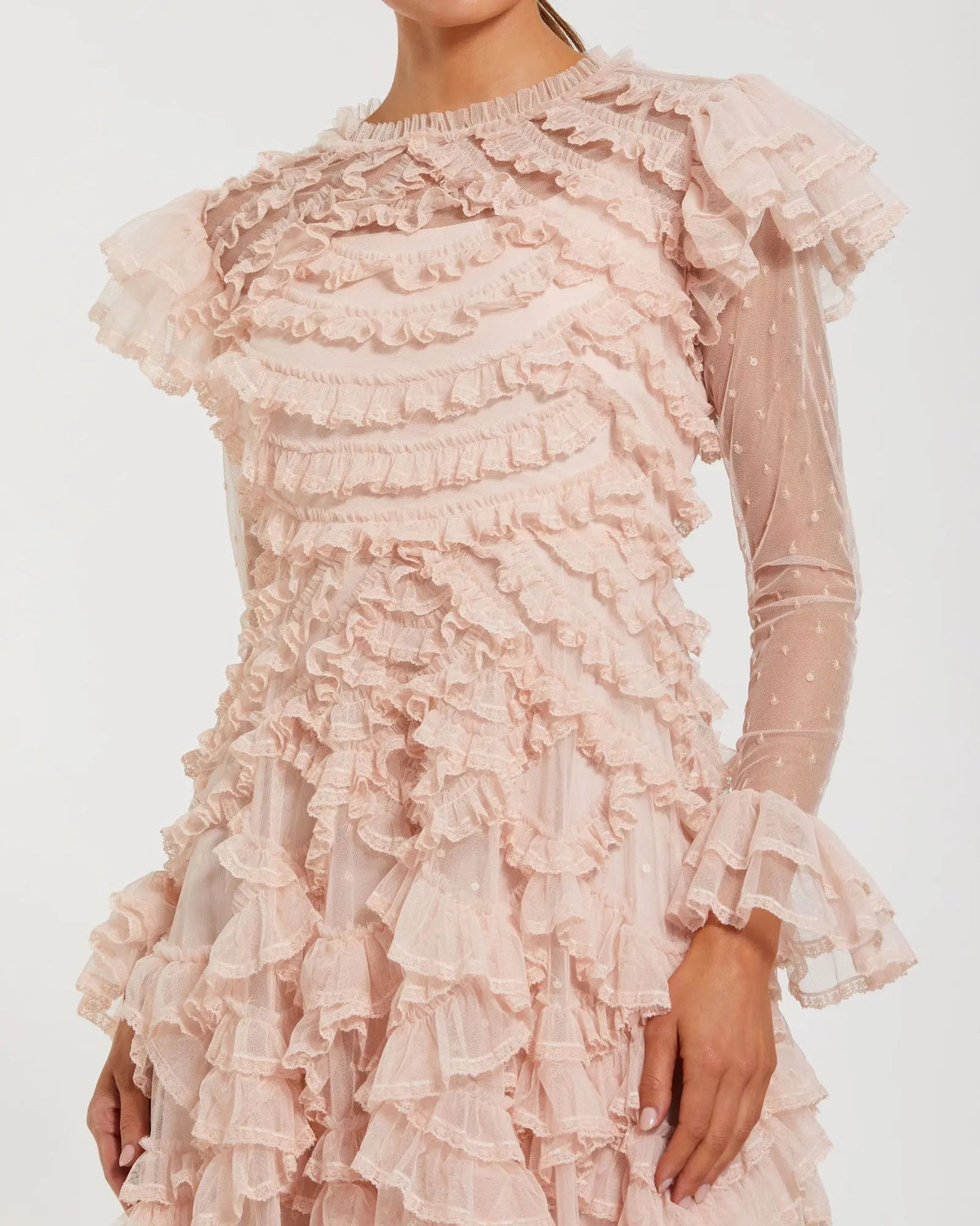 Women's Pink Midi Dress - Pink Ruffle