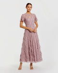 Women's Pink Dress - Pink Ruffle Mesh