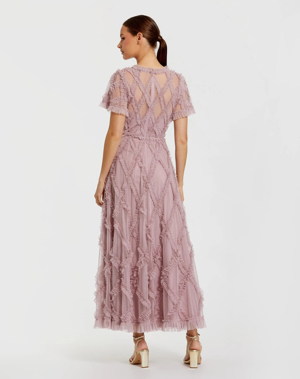 Women's Pink Dress - Pink Ruffle Mesh