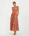 Women's Maxi Dress Floral - Ruffle Mesh
