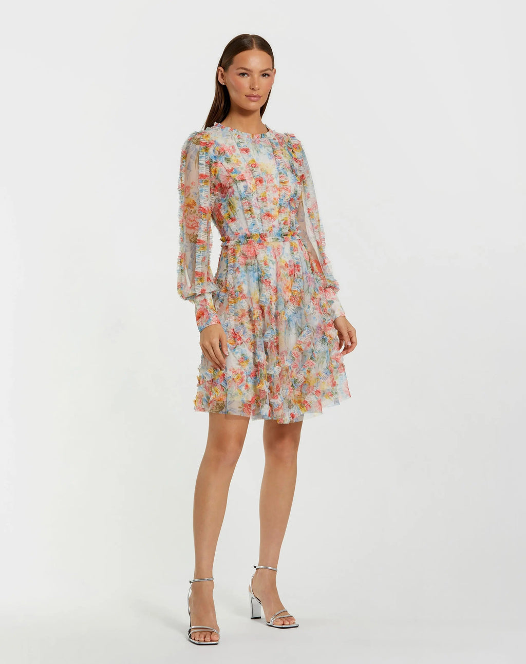 Women's Mini Dress Floral - Blue Lace Ruffle