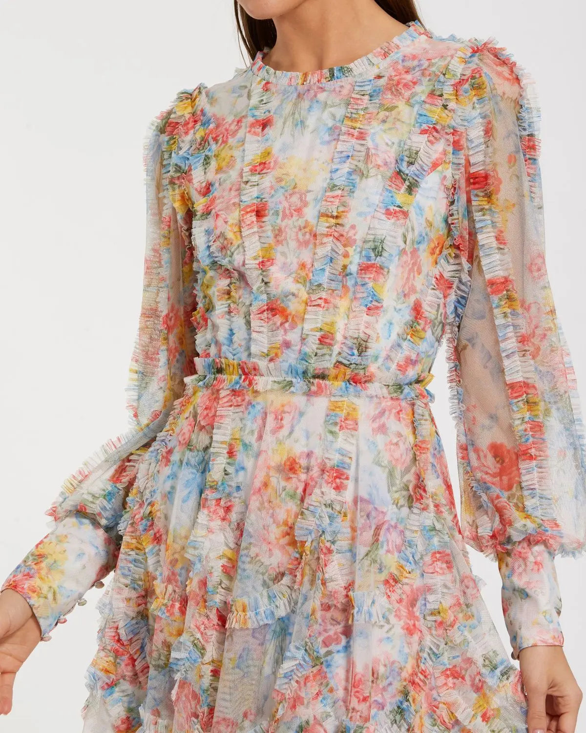 Women's Mini Dress Floral - Blue Lace Ruffle