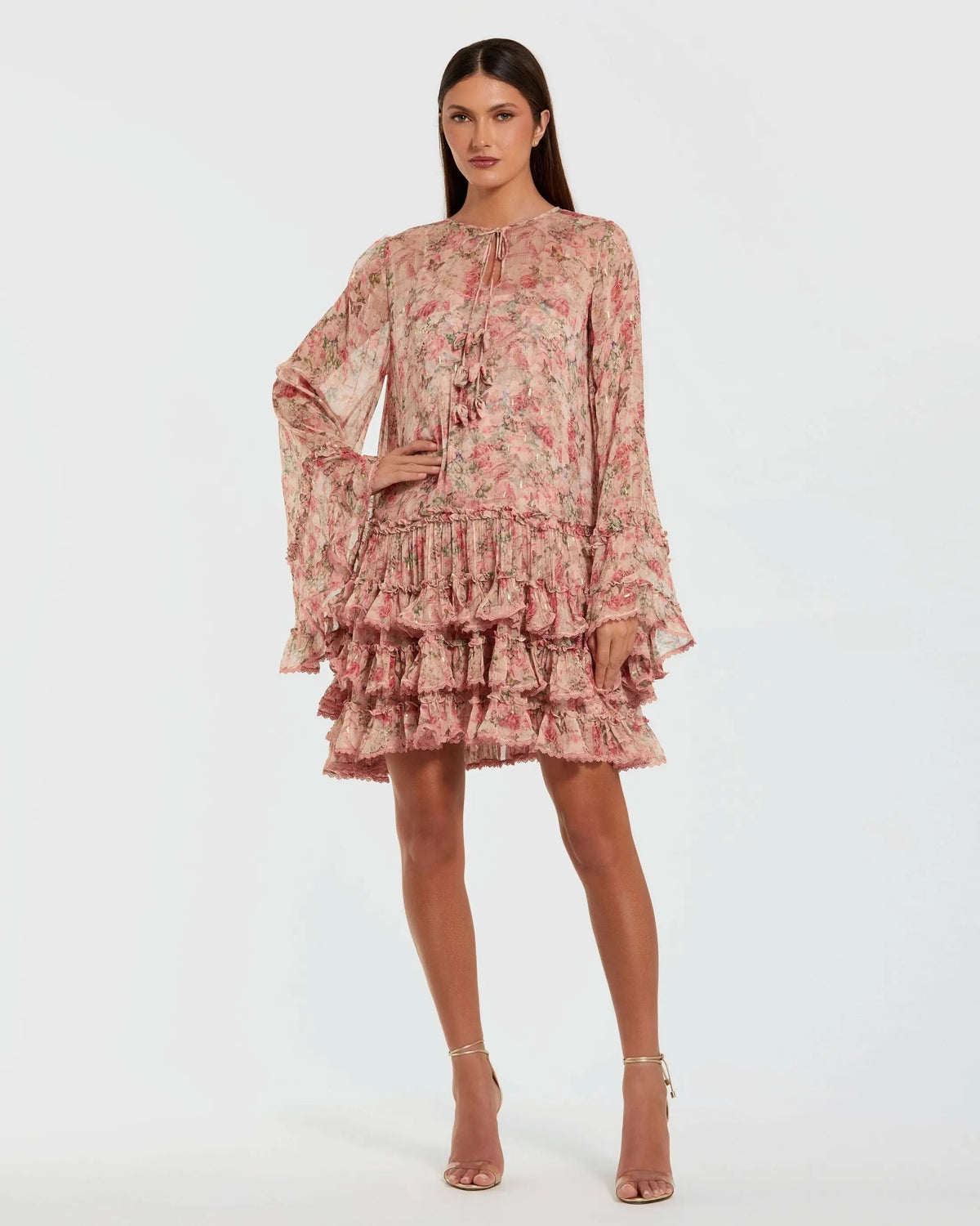 Women's Pink Mini Dress Floral - Pink Ruffle