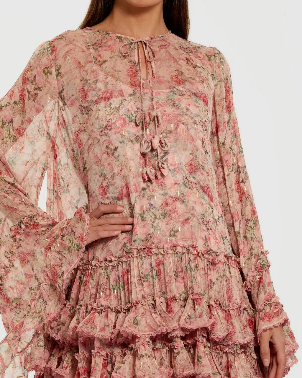 Women's Pink Mini Dress Floral - Pink Ruffle