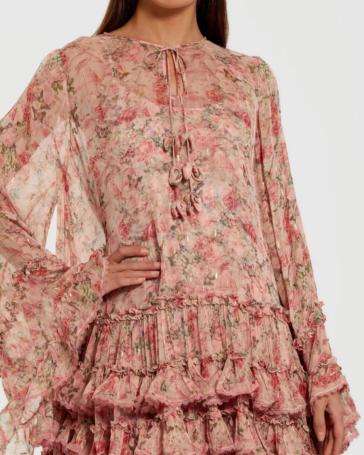 Women's Pink Mini Dress Floral - Pink Ruffle