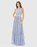 Women's Blue Dress Sleeveless - Blue Floral Ruffle