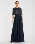 Women's Navy Dress - Black Sequin Chiffon