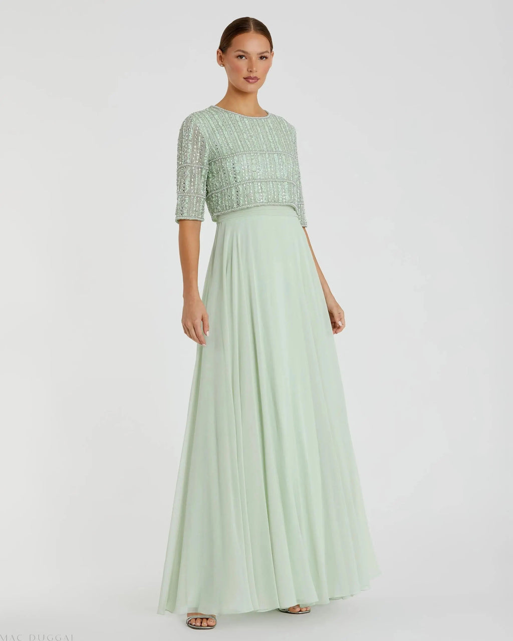Women's Green Dress - Green Sequin Chiffon