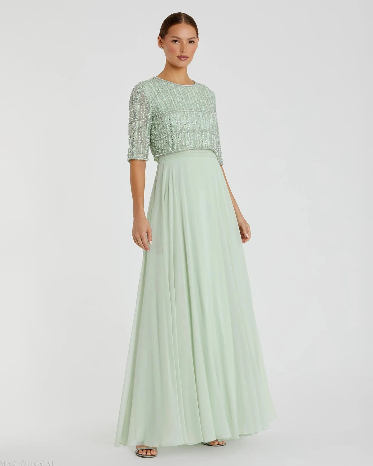 Women's Green Dress - Green Sequin Chiffon