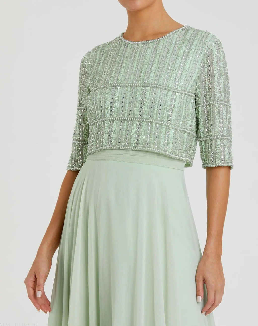 Women's Green Dress - Green Sequin Chiffon