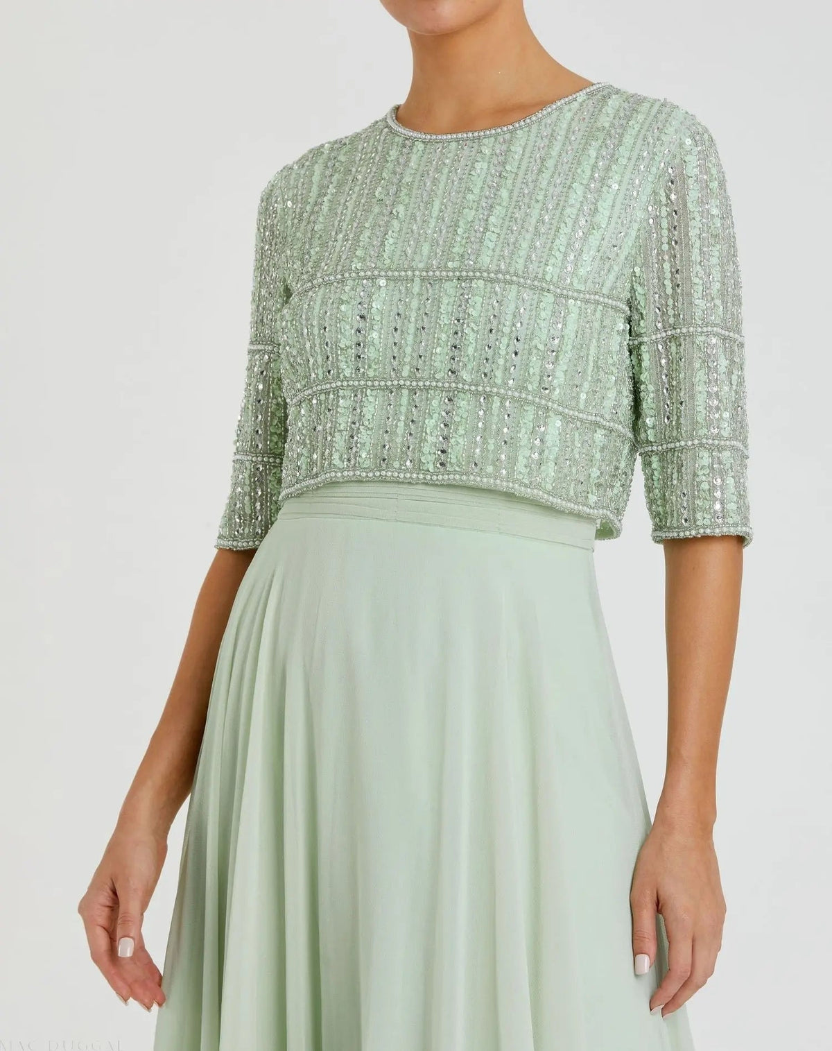 Women's Green Dress - Green Sequin Chiffon