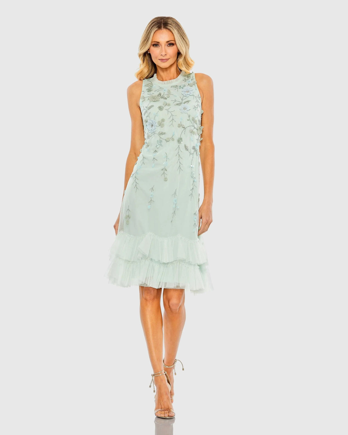 Women's Green Dress Floral - Green Sequin Ruffle
