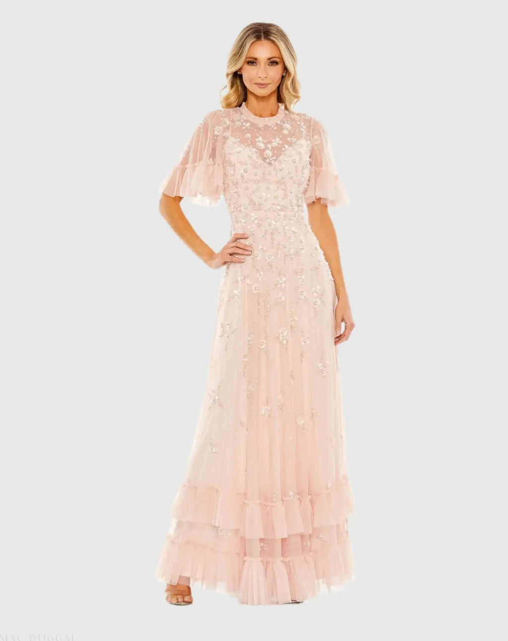 Women's Pink Dress Floral - Pink Sequin Ruffle