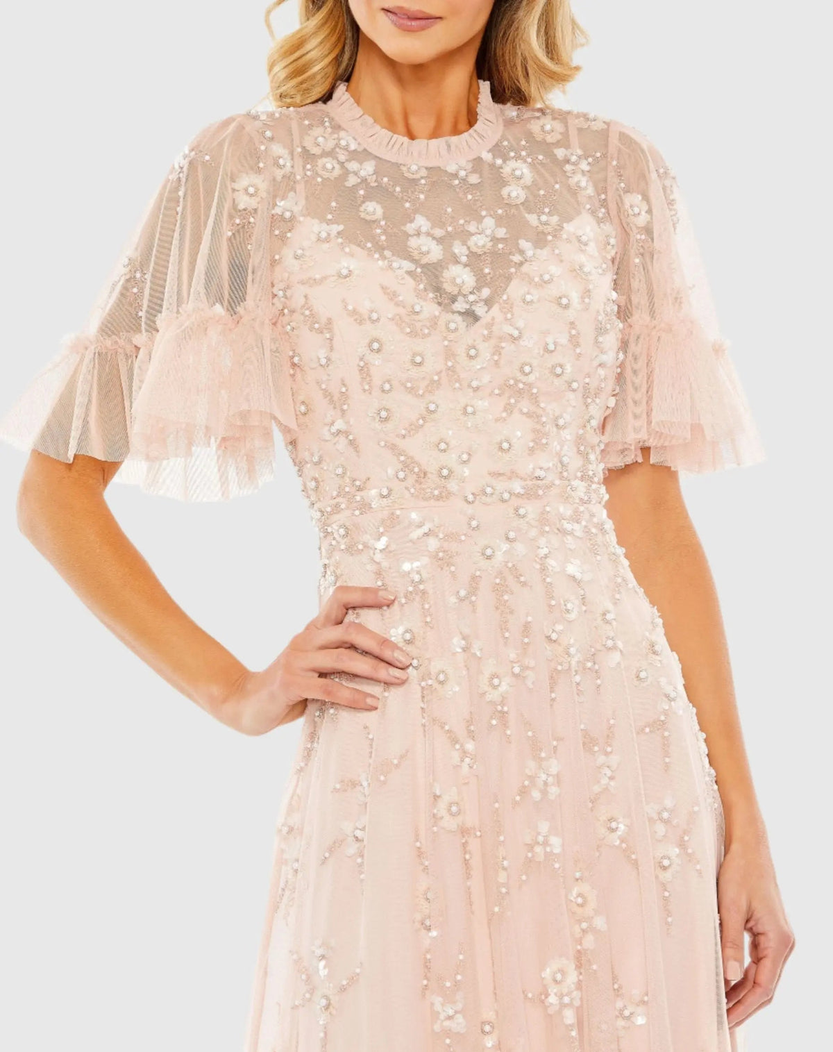 Women's Pink Dress Floral - Pink Sequin Ruffle