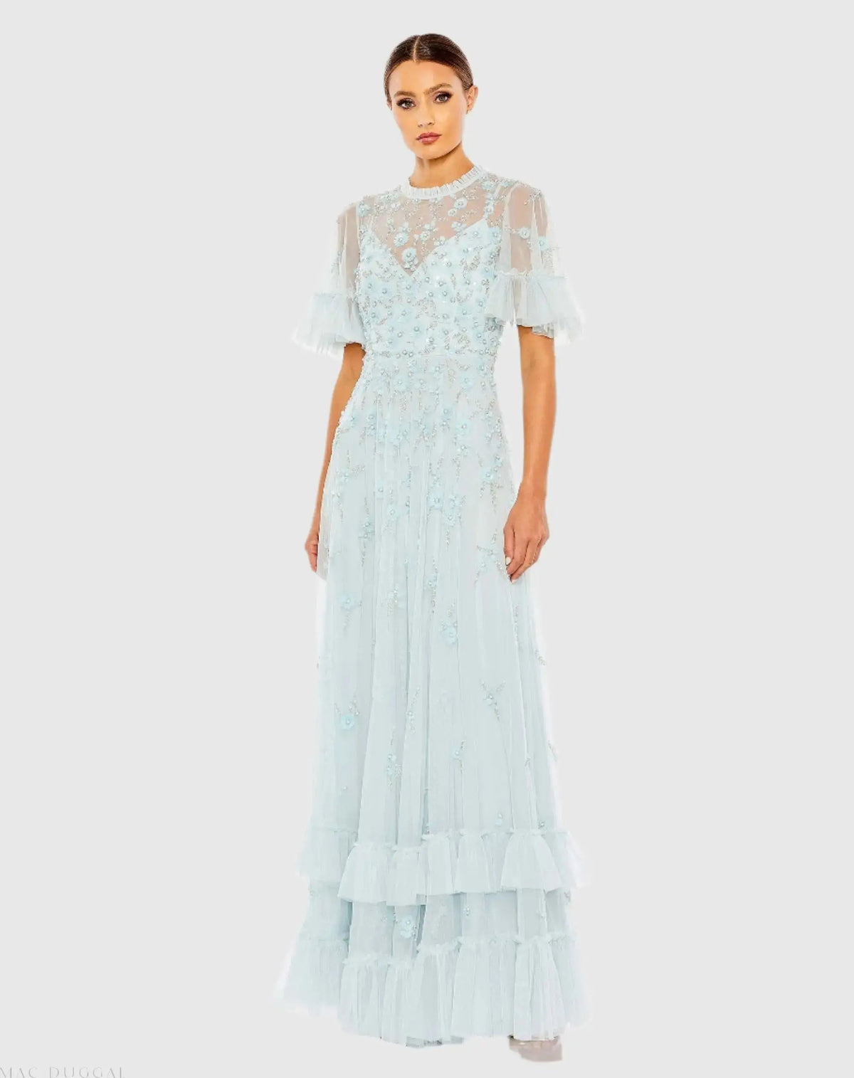 Women's Blue Dress Floral - Powder Blue