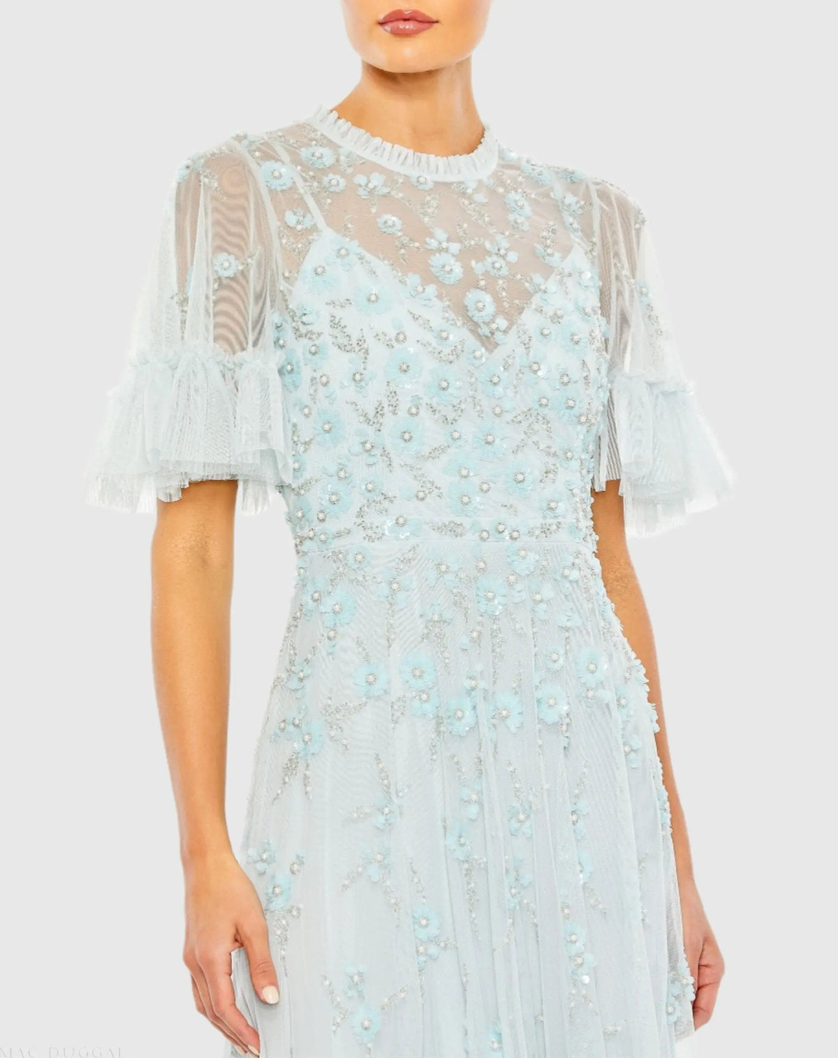 Women's Blue Dress Floral - Powder Blue